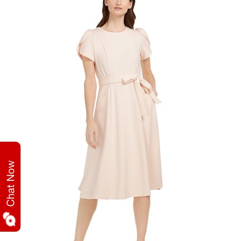 Calvin Klein Tulip Sleeve Fit & Flare Midi Dress